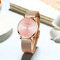 2023 New Women Bracelet Watch 1 Set Japan Quartz Movement Simple Rose Gold Stainless Steel Mesh Student Watches Relogio Feminino
