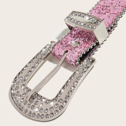 Women's Rhinestone Belt Shiny Sequined Jeans Waistband European American Fashion Decoration Versatile Glamorous Waist Chain