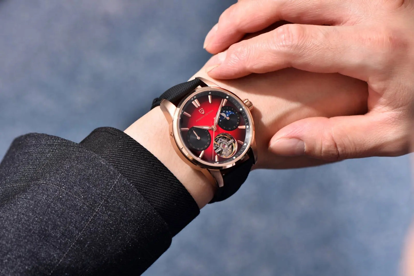 PAGANI DESIGN Men Watches Automatic Mechanical Watch Tourbillon Clock Genuine Leather Waterproof Watch Military Wristwatch Man ﻿