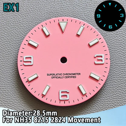 28.5mm NH35 Watch Dial Luminous Dials Single Calendar Dial Suitable For NH35 Movement Can Support DIY Dial Customization Logo