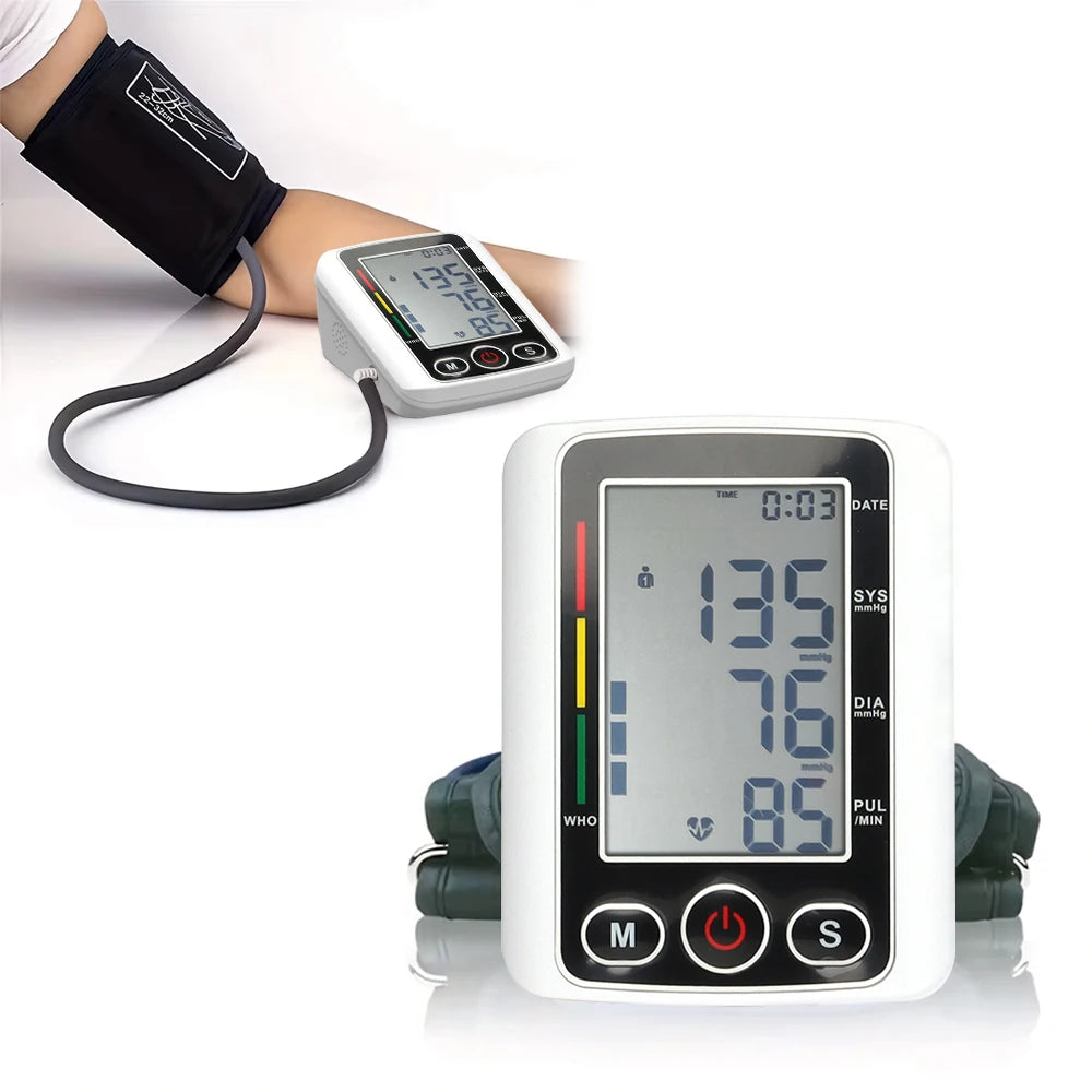 Digital Sphygmomanometer Medical Health Detector Home Upper Arm Blood Pressure Monitor Adult Kid Pulse Monitor Sphygmomanometer