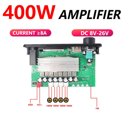 400W Amplifier Bluetooth MP3 WMA APE Decoder Board DC8-26V  Handsfree Car Audio Microphone USB TF FM Radio DIY Mp3 Music Player