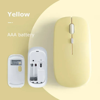 Battery-Powered Wireless Mouse Slim Bluetooth-compatible Computer Mice Portable Cordless Mouse for iPad Laptop Desktop Tablet