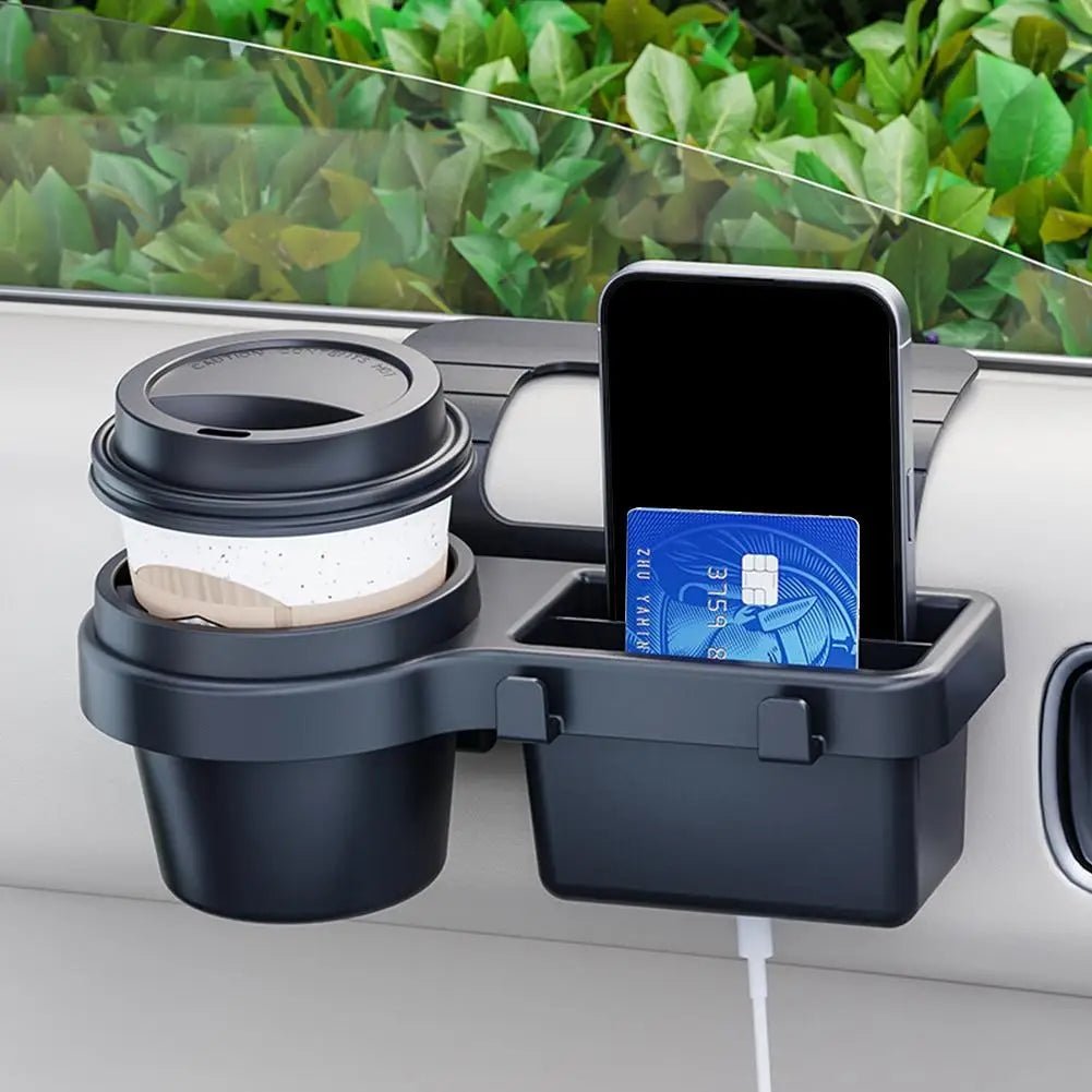 Car Door Side Window Organizer Hanging Storage Rack With Cup Holder & Phone Slot Durable Plastic Storage Auto Accessories
