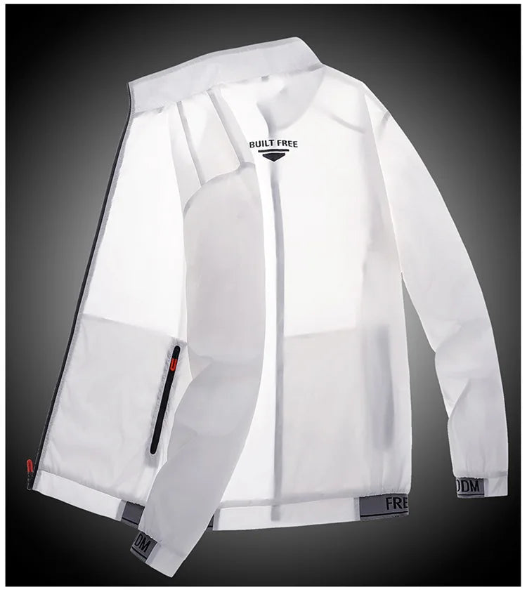 White UPF50+ Sunscreen Jacket Men Outdoor Sun Protection Clothing Fishing Hunting Clothes Summer Quick Dry Windbreaker Skin Coat