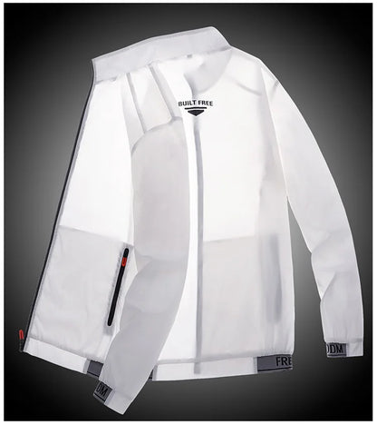 White UPF50+ Sunscreen Jacket Men Outdoor Sun Protection Clothing Fishing Hunting Clothes Summer Quick Dry Windbreaker Skin Coat