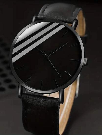 3PCS Simple scale Rhinestone men's quartz watch with Wallet Swivel Pen office set selected gift