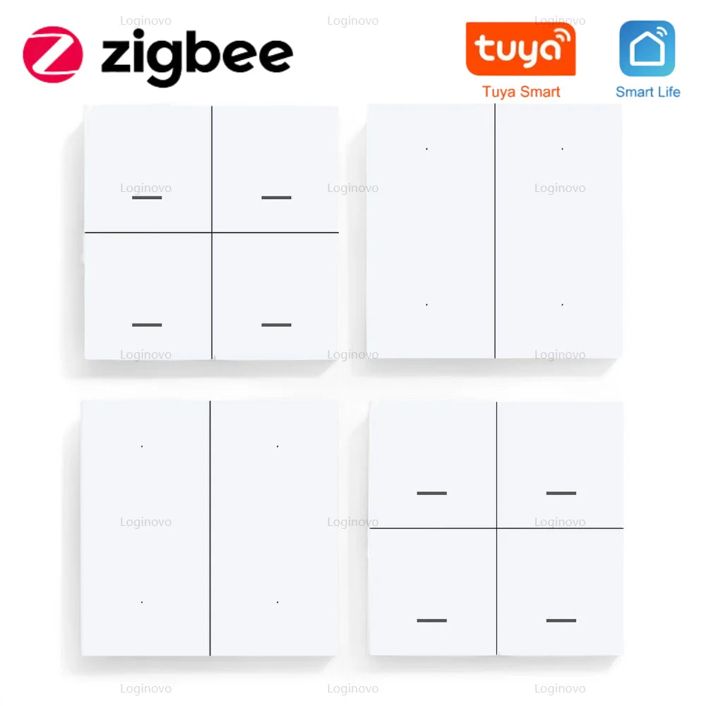 ZigBee Tuya Scene Switch 4Gang Push Button Controller Smart Home Automation Battery Powered Scenario for Smart Life Devices