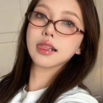 Women Y2K Retro Oval Glasses Small Frame Eyewear Blue Light Blocking Eyeglasses Female Computer Reading Optical Spectacle Óculos