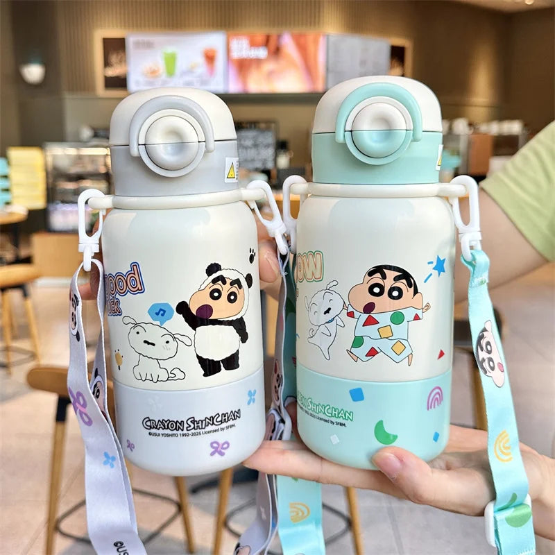X&W Kids Thermos Bottle Cute Crayon Shin-Chan Thermos Cup Ice Tumbler Stainless Steel Straw Cup Anime Peripheral Gifts Water Cup