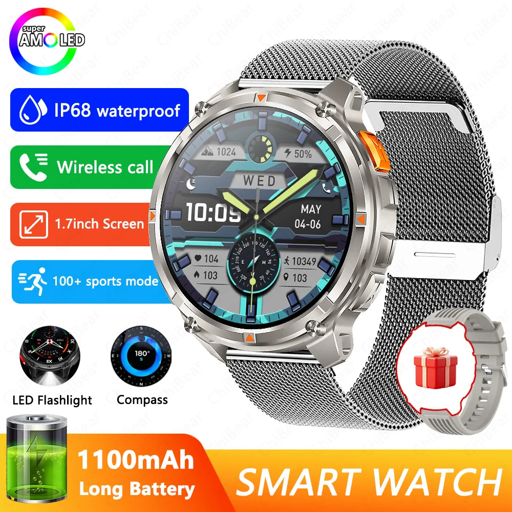 Military T-Rex 3 GPS Waterproof Smart Watch 1.46"HD AMOLED Built-in 6 Frequency Satellite Outdoors Sports Fitness Smart Bracelet