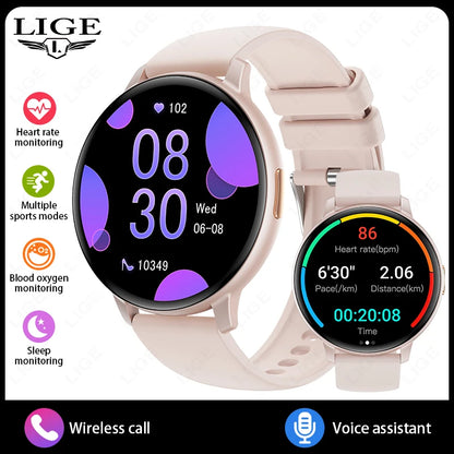 LIGE Fitness Tracker Smartwatch 2025 Heart Rate Monitor Voice Assistant Bluetooth Call IP67 Waterproof New Sports Smart Watches