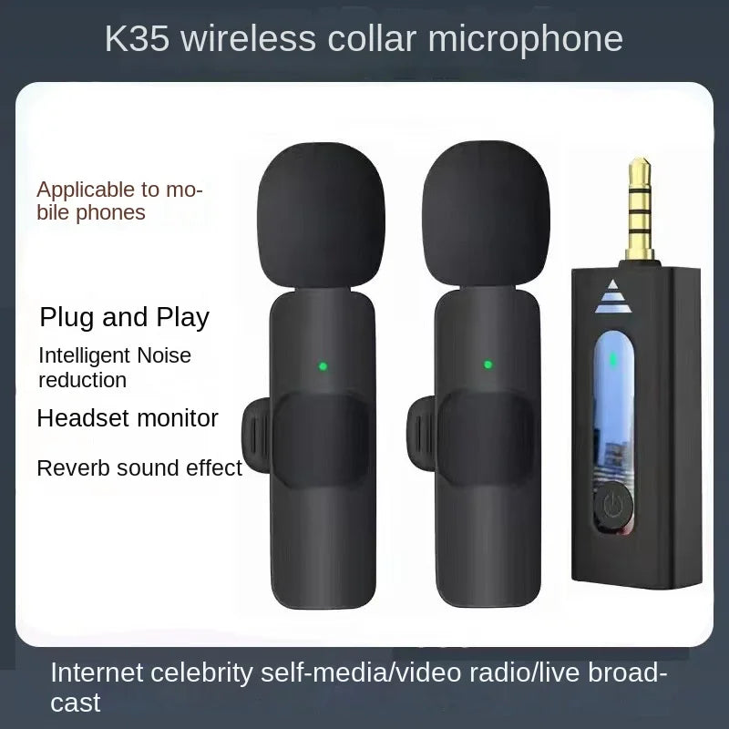Wireless 3.5mm Lavalier Lapel Microphone Omnidirectional Condenser Mic for Camera Speaker Smartphone Recording Mic for YouTube