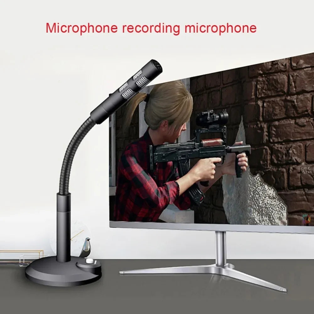USB Desktop Microphone 3.5mm Omnidirectional PC Laptop Computer Mic for Computer Gaming Recording Chatting Singing Meeting