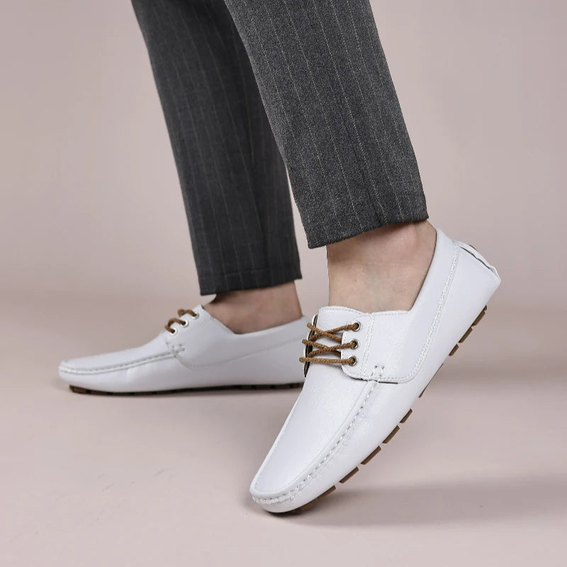 Men's Sleek Casual Lace-Up Loafers, Men's Slip-On Style Walking Footwear, Men's Non Slip Outdoor Wear-Resistant Driving Shoes