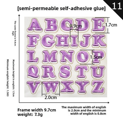 26pcs Small Letter Embroidered Patches Self-Adhesive Fabric Stickers Patche For Fabric, Clothes, Hat, Socks, Jeans,Backpacks