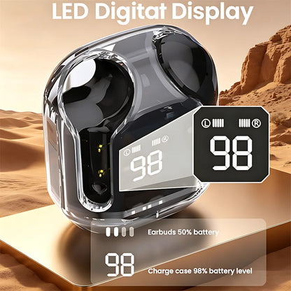 HiFi Stereo Wireless Bluetooth In-ear Headphone Heavy Bass Digital Display Low-delay Sports Earplugs Game Music HD Call Earphone