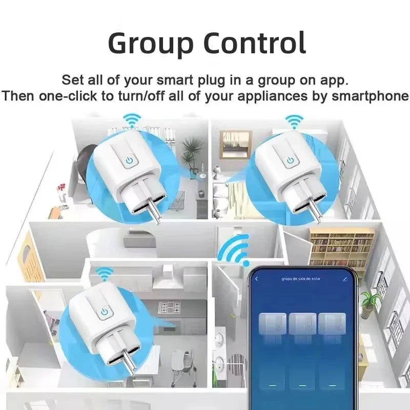 WiFi Zigbee Energy Monitoring Smart Plug EU 16A/20A Remote Timer Socket for Kitchen Home Appliance Works with Tuya Alexa Google
