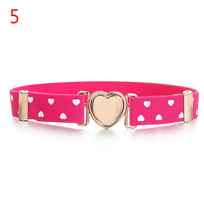 2022 Children Stretch Belts Girls Multicolor Adjustable Elastic Waist Belts with Heart Shape Buckle Waistband Accessories