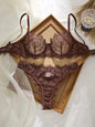 Ladies' Basic Style Thin Lace Bra And Panty Set Seamless Single Layer Eyelet Underwear Comfortable Intimate Apparel