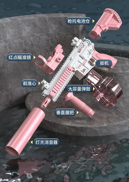 Water Gun Electric M416 Pistol Shooting Lighting Toy Gun Full Automatic Summer Pool Beach Toy For Kids Children Boys Girls Adult