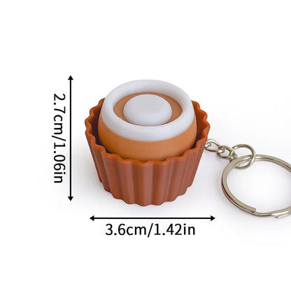 3D Printed Cappuccino Coffee Cup Keyrings Creative Clicker Button Dessert Keychains Office Stress Relief Keyboard Fidgets Gifts