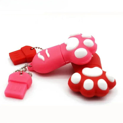 Silicone Cat Claw Cartoon USB Drive USB 2.0 Flash Drive 8GB Girl Specific Pen Driver 128GB 64GB Key Chain Memory Stick USB Stick