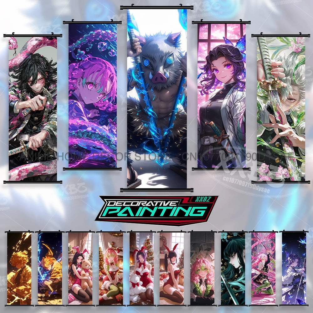 Anime Demon Slayer: Kimetsu No Yaiba Figures Poster Canvas Print Hanging Painting Wall Art Scrolls Picture Home Decoration Mural