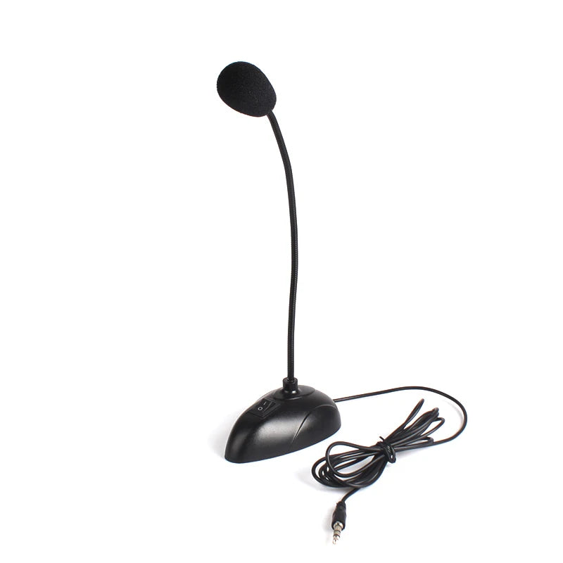 3.5mm Plug Stand Mini Studio Speech Microphone Gooseneck Wired Microphone Flexible for Computer PC Desktop Notebook Accessories
