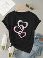 Women Clothing Women Casual Short Sleeve Heart Print Patterns Spring and Summer Fashion TShirt with Three  Aesthetic Clothes