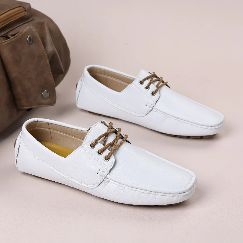 Men's Sleek Casual Lace-Up Loafers, Men's Slip-On Style Walking Footwear, Men's Non Slip Outdoor Wear-Resistant Driving Shoes