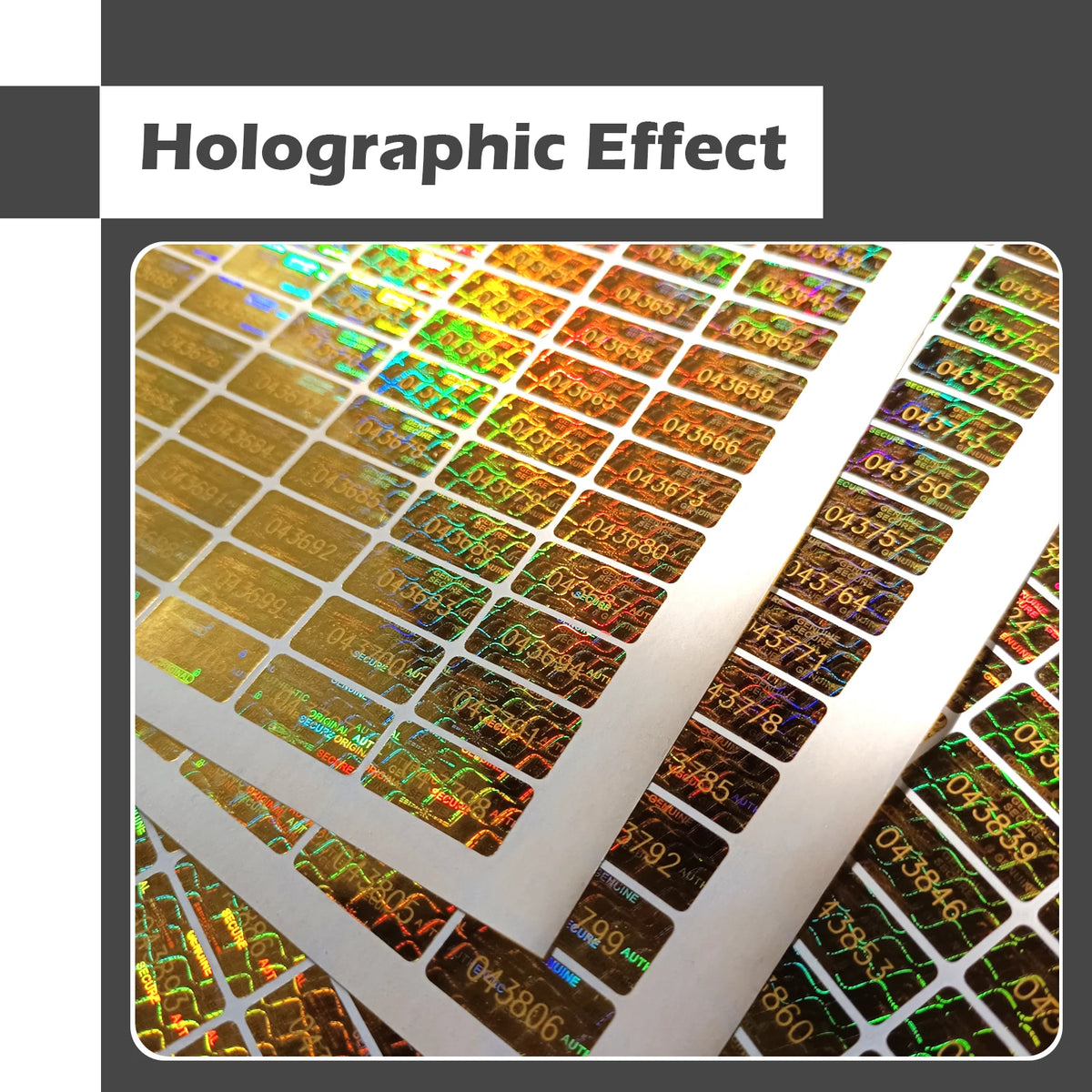 Gold Tamper Proof Hologram Stickers, High Security Labels, Warranty Void Seal, Original, Genuine, 2x1cm
