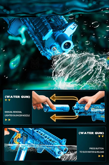 MK9 Children Pulse Electric Water Gun Automatic Water Absorption Induction Flash Light Water Blaster Summer Outdoor Toy for Kids