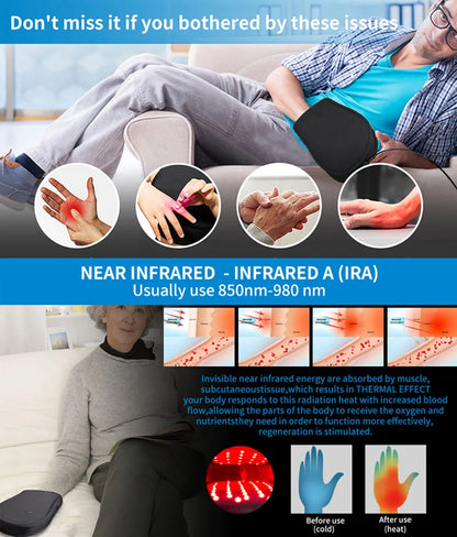 Red & Infrared Light Therapy Device For Hand Arthritis Fingers Pain Relief 660NM Red Light 850NM Near Infrared Mitten Glove