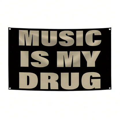 MUSIC IS MY Music Abstract Cartoon Art Design Tapestry Color Wall Hanging Flag For Bedroom Living Room Dorm Halloween Party