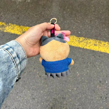 Cute Hachiware Momonga Gyaru Style Plush Keychain Tan Skin Blue-Eared Cat Bag Usagi Charm Pendant Toy Gift for Boys Girls Fans