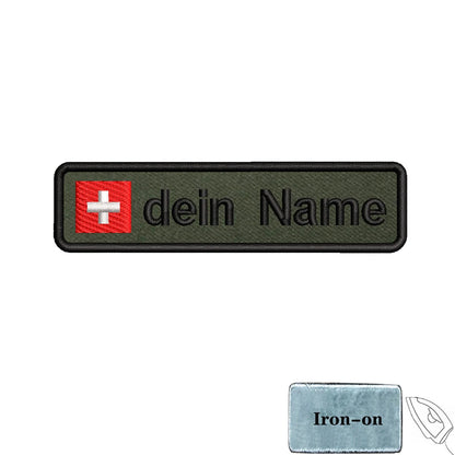 1PC 10cmX2.5cm Custom Name Flag Patch Badge Iron On Hook Loop Army green Netherlands Germany Russia France Belgium Italy Spain