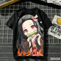 2026 Summer Demon Slayer Nezuko Cherry Blossom Butterfly Print Cotton T-Shirt Adult Kids Casual Loose Breathable Anime Tops Y2k