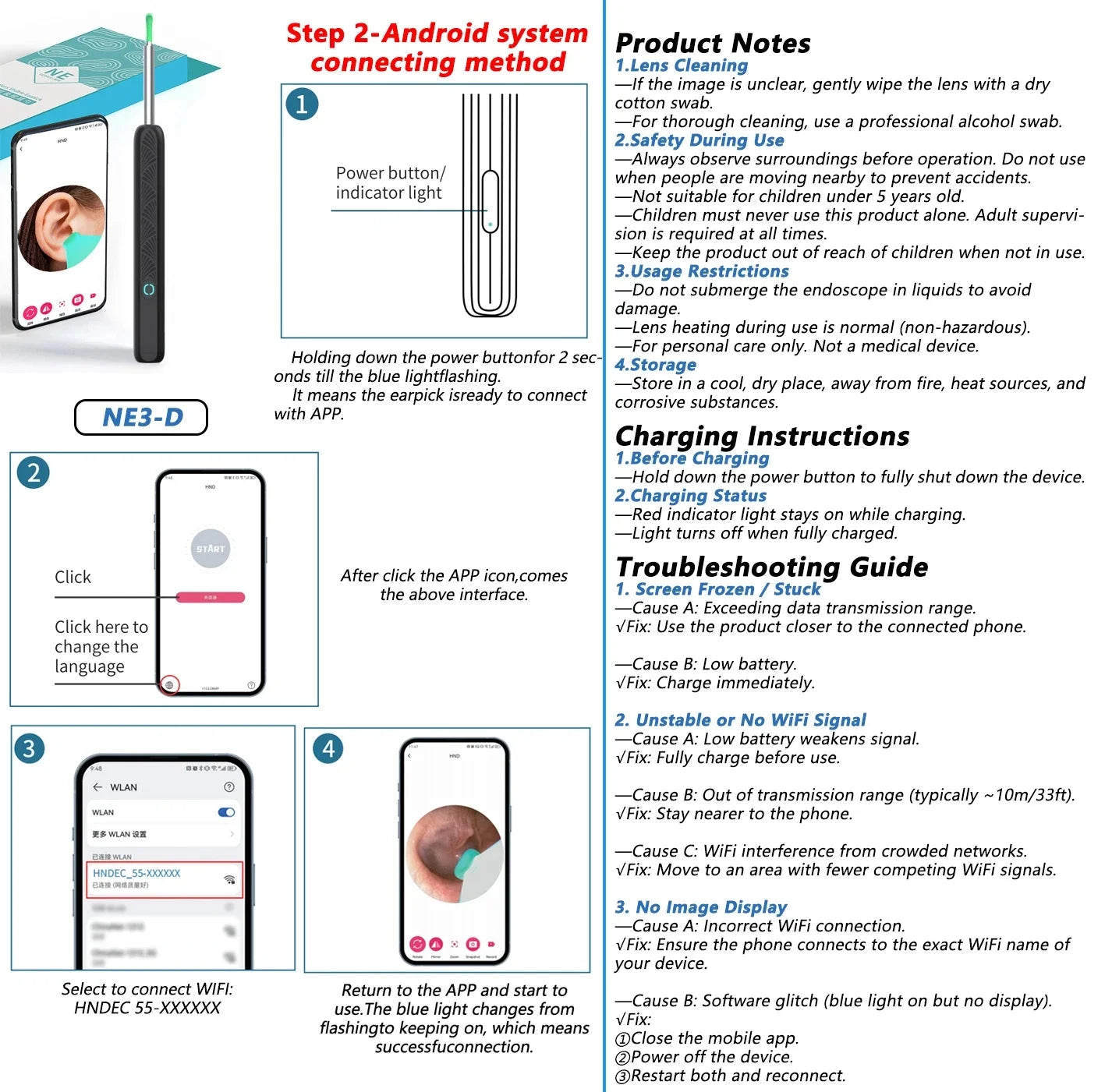 Visual Ear Wax Cleaner with Camera Safe Earwax Removal Endoscope with 5M Camera Luminous Otoscope Ear Cleaning Tools Ear Care