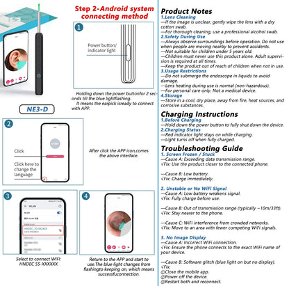 Visual Ear Wax Cleaner with Camera Safe Earwax Removal Endoscope with 5M Camera Luminous Otoscope Ear Cleaning Tools Ear Care