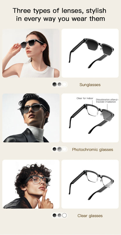 2026 New 8MP Ultra-Wide HD Camera Smart Glasses Video Record 4GB AI Photo Recognition BT Call Translation Voice Smart Glasses