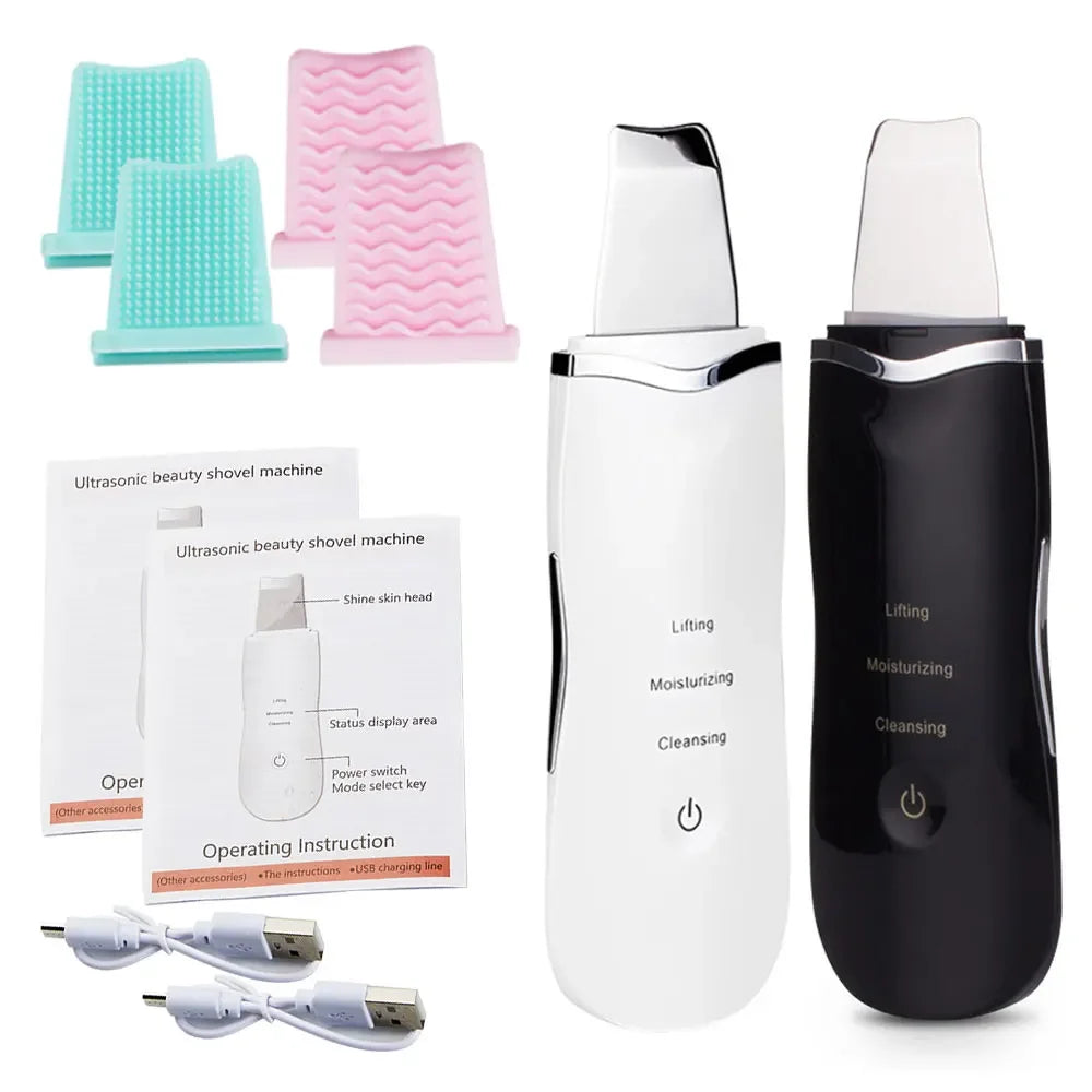 Ultrasonic Skin Scrubber Ance Pore Cleaner Peeling Blackhead Remover Deep Face Cleaning Ultrasonic Ion Facial Shovel Cleanser