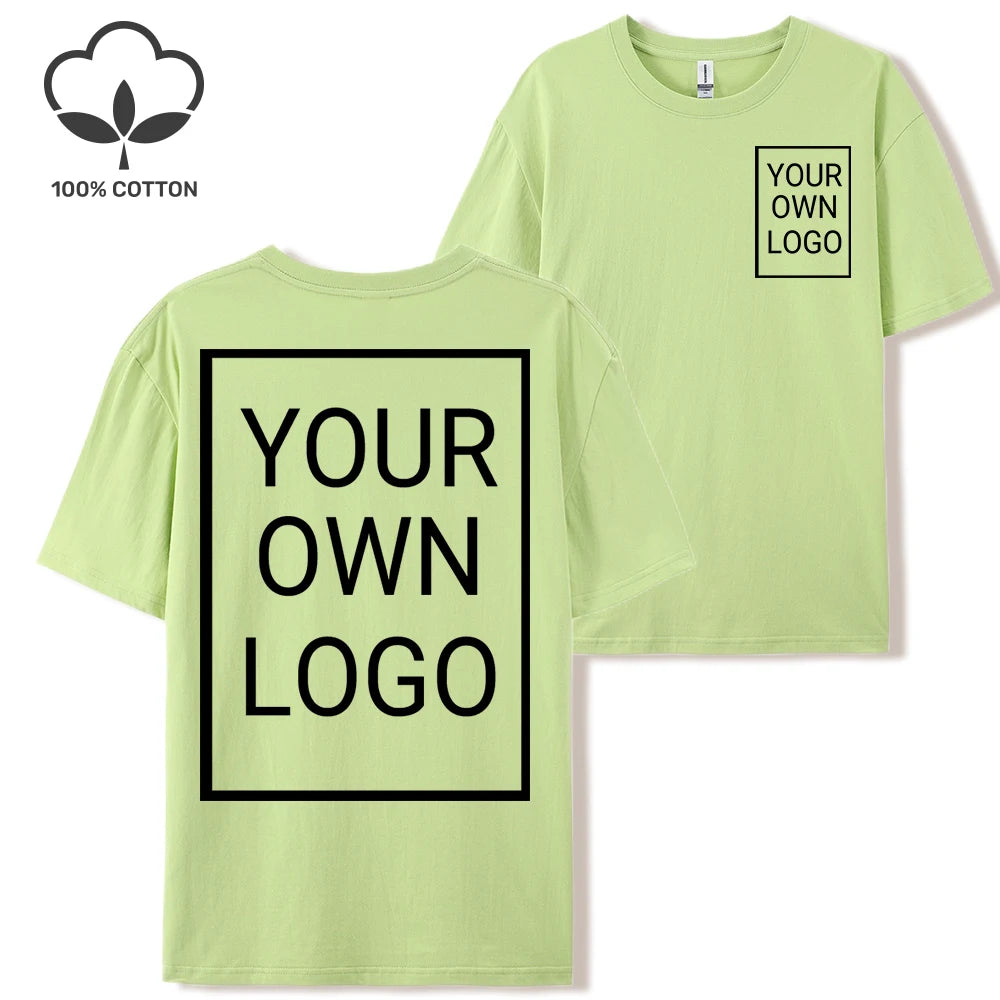Double Sided Customized LOGO Picture Women T-Shirt Summer Y2K Loose Short Sleeves Comfortable T Shirts Crewneck DIY Tee Tops
