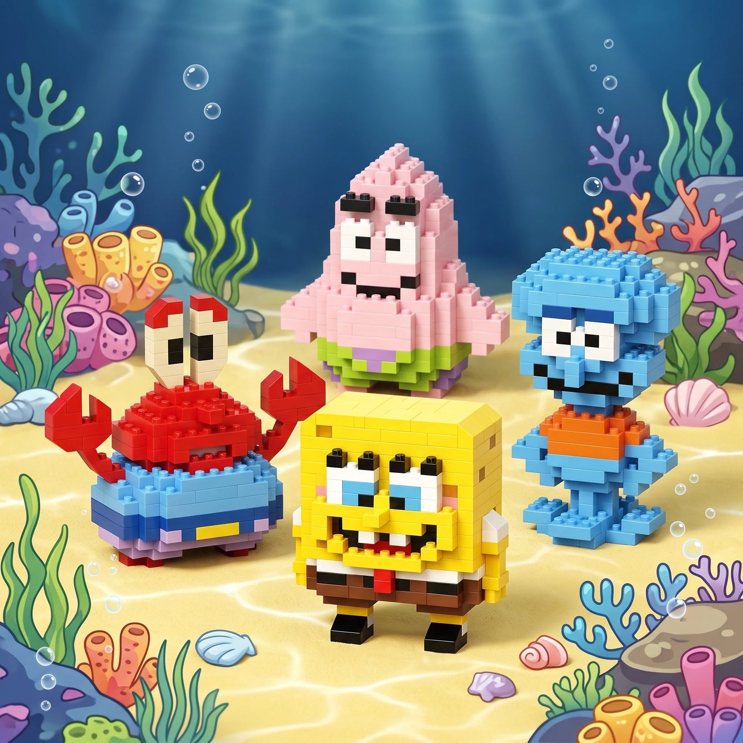 SpongeBob SquarePants Toy Sanrio Kuromi Building Blocks Patrick Star Figure Hello Kitty Cartoon Character Toy For Children Gifts