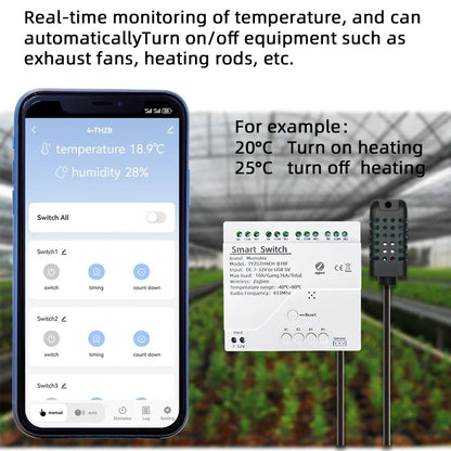 Tuya Zigbee 4 Gang Smart Switch with Temperature or Humidity Sensor Passive Dry Contact 32V 250V Switch Relay Alexa Compatible