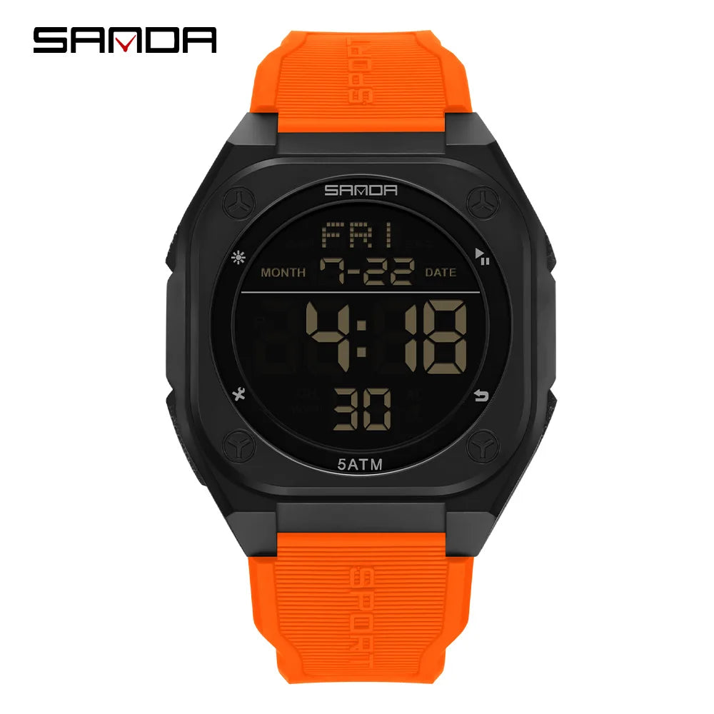 SANDA Digital Watch Multi-function Alarm Clock Luminous Waterproof Silicone Wristwatch Casual Students Electronic Watches