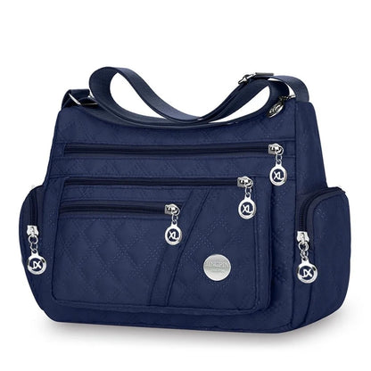 Water Resistant Nylon Multi Zipper Crossbody Bag Large Adjustable Strap Shoulder Purse for Mother Daily Outdoor Shopping Travel