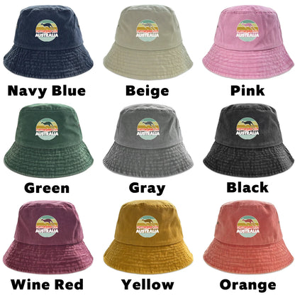 "AUSTRALIA" Kangaroo Printed Bucket Hat Trendy Simple Summer Hip Hop Fishing Hat For Gifts Unisex Outdoor Accessory Travel Hat