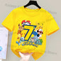 Anime Pokemons Number Printed T-shirts for Boys Girls Pikachu Cartoon Cute Short-sleeved Top Children Summer Fashion T-shirt