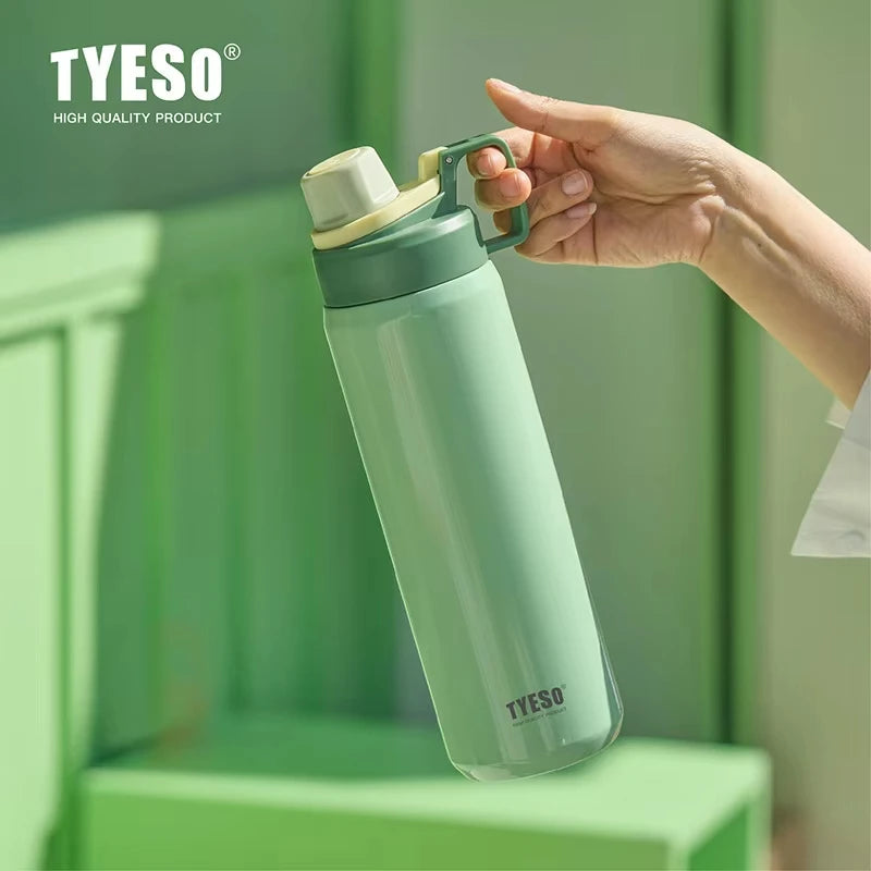 Tyeso 600ML Leakproof Insulated Water Bottle Portable Vacuum Thermal Flask Drink Cup for Outdoor Sports Travel Daily Fitness
